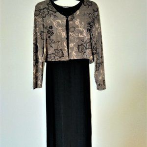2 pc - Glamorous Evening Dress with an elegant Brown Jacket.